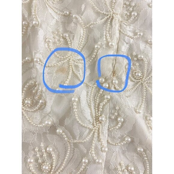 Vintage Gloria Vanderbilt Women's Ivory Lace Beaded Wedding Dress - 1XL - Picture 13 of 13